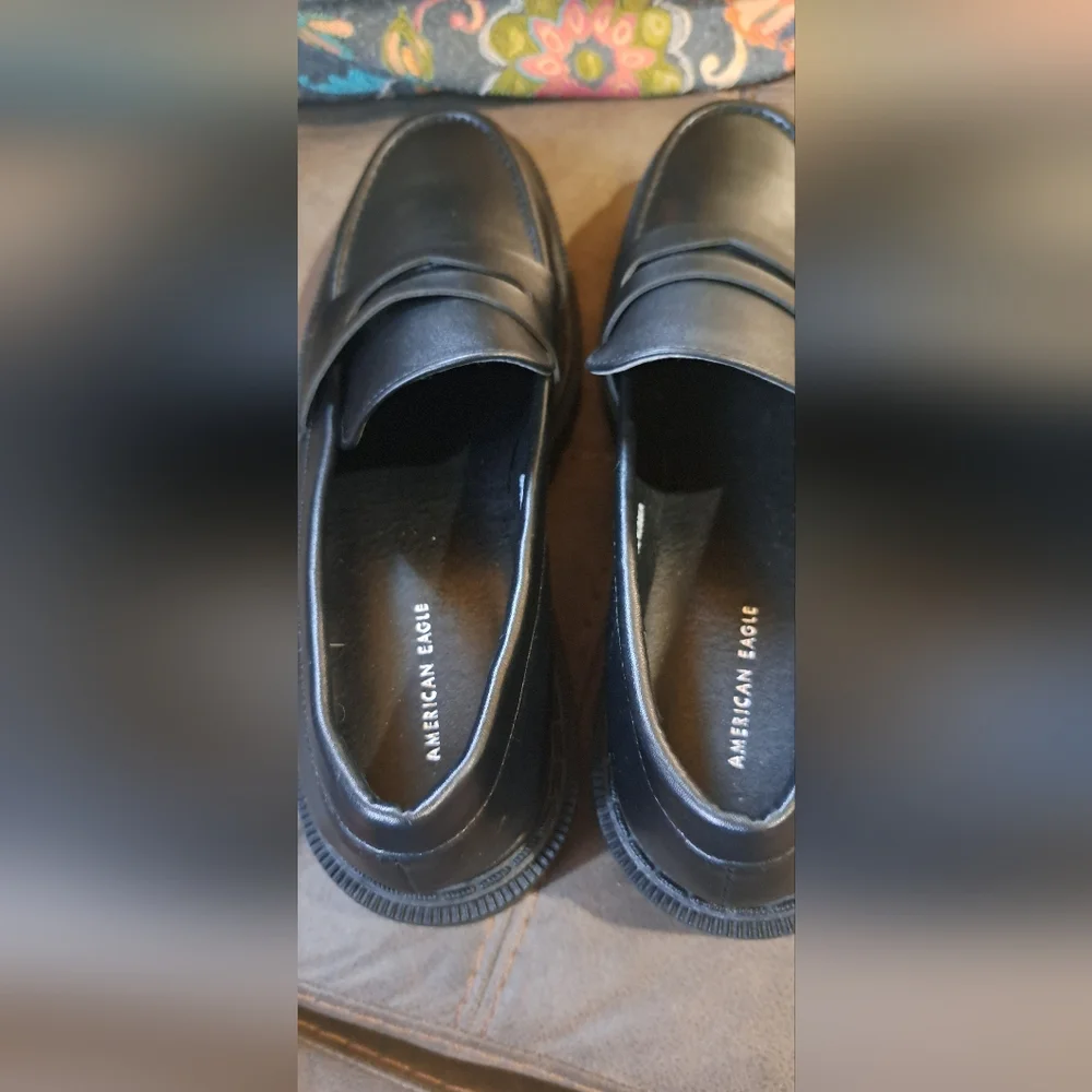 Ladies AMERICAN EAGLE Platform Penny Loafers Comfort Chunky Slip On Size 9